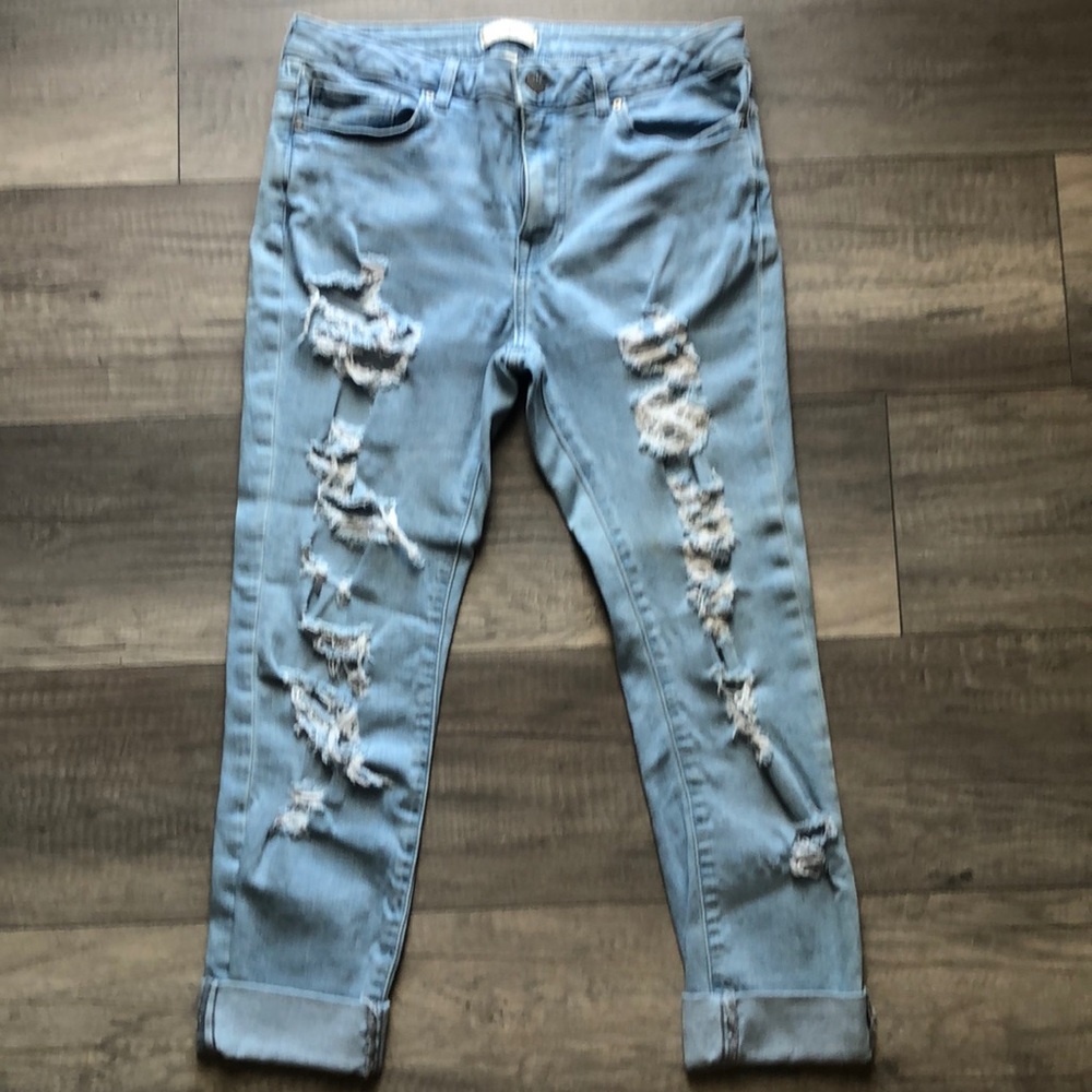 Distressed Forever 21 ankle jeans